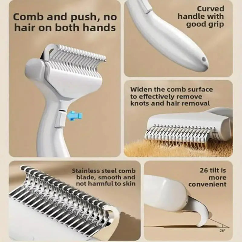 Pet Grooming Brush Hair Removal Tool Dogs Portable Self Cleaning Comb Pet Products Professional Pet Deshedding Fur Knot Cutte